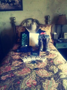 Our gifts from Marlboro. I love my Cowboy hat!